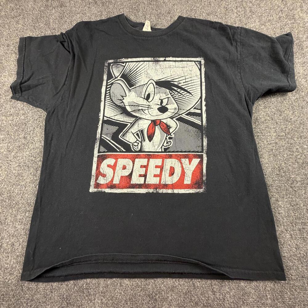Gildan‎ Heavy Cotton Black Speedy Graphic T-Shirt Size Large #1334